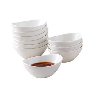 omaykey sauce dish set of 10, 2.5 oz porcelain dipping bowls set, white dipping sauce dishes for soy sauce, ketchup, condiment, bbq sauce or seasoning, honey mustard