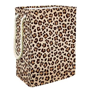 aisso large laundry hamper basket waterproof dirty cloth storage bins with handle for bedroom laundry room bathroom cheetah leopard skin print