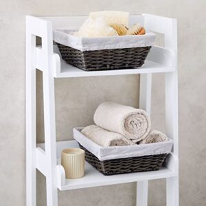 3-Pack Square Wicker Storage Baskets with Liners with Cloth Lining, Small Woven Bins for Organizing Kitchen, Pantry Shelves, Bathroom, Laundry Room, Closet (9x4 in)