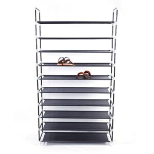 Shoe Rack with 10 Layers Non-woven, 100cm Ultra Large Capacity Fabrics & Steel Shoe Shelf (Black),Shoe Organizer for Closet Floor & Entryway