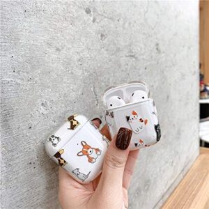 Airpods Case, NIFENY Cute Clear Airpod Case Cover Hard Airpods Accessories Protective Case Portable & Shockproof for Women Girls Compatible with AirPods 2 & 1 Charging Case. (Dogs)