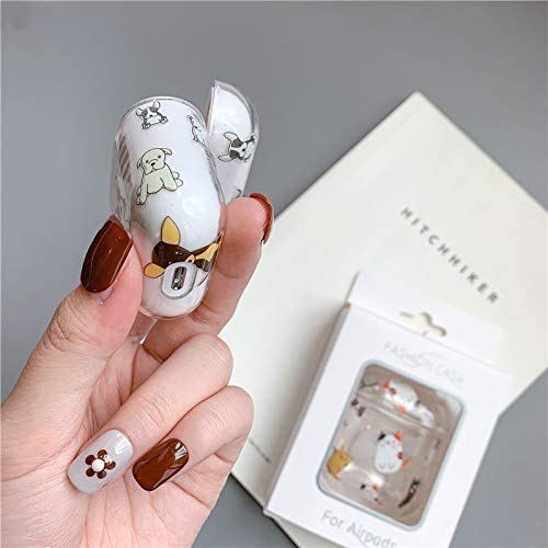 Airpods Case, NIFENY Cute Clear Airpod Case Cover Hard Airpods Accessories Protective Case Portable & Shockproof for Women Girls Compatible with AirPods 2 & 1 Charging Case. (Dogs)