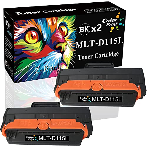 (2-Pack, Black) ColorPrint Compatible MLT-D115L Toner Cartridge Replacement for Samsung D115L MLTD115L 115L Used for Xpress SL-M2820 M2830DW M2880FW 2620ND M2670 SL-M2870FW SL-M2870 SL-M2820DW Printer