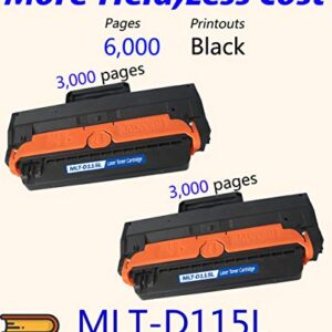 (2-Pack, Black) ColorPrint Compatible MLT-D115L Toner Cartridge Replacement for Samsung D115L MLTD115L 115L Used for Xpress SL-M2820 M2830DW M2880FW 2620ND M2670 SL-M2870FW SL-M2870 SL-M2820DW Printer