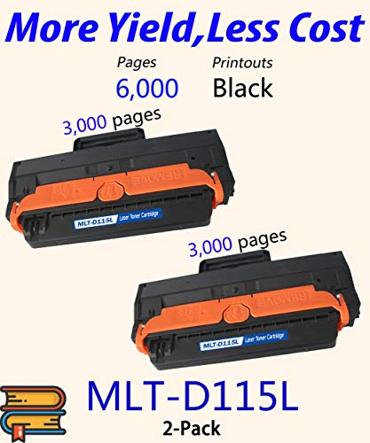 (2-Pack, Black) ColorPrint Compatible MLT-D115L Toner Cartridge Replacement for Samsung D115L MLTD115L 115L Used for Xpress SL-M2820 M2830DW M2880FW 2620ND M2670 SL-M2870FW SL-M2870 SL-M2820DW Printer