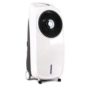 black+decker evaporative air cooler - portable cooling fan with led display, remote control, 2-gallon water tank - compact and lightweight design - 2 casters and 2 wheels for easy mobility