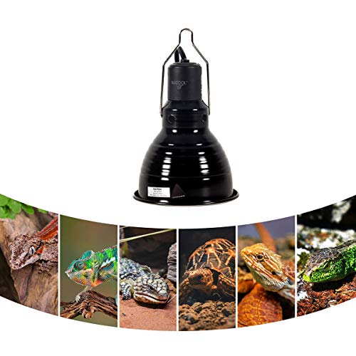 WACOOL Reptile Lamp Fixture Pack of 2 & Thermometer, Optical Reflection Reptile Light Fixture & Temperature Gauge for Reptile Heat Lamp UVB Light Bulb (5.5INCH)