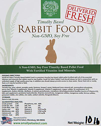 Small Pet Select-Premium Rabbit Pellet Food, Non-GMO, Soy Free. Local Ingredients in Pacific Northwest, 10lb