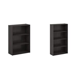 furinno pasir 3-tier open shelf bookcase, espresso & pasir 4-tier bookcase/bookshelf/storage shelves, espresso