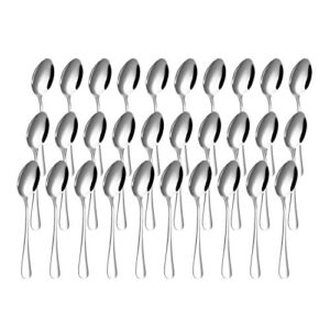 suwimut 30 pieces demitasse espresso spoons, mini coffee spoon, 4.4 inches stainless steel small spoons for coffee, tea, dessert, appetizer, ice cream, tiny spoon for home