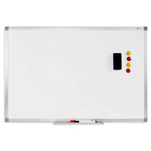 v vab-pro 24x36 inch magnetic dry erase white board w/ pen tray, accessories & installation kit; wall mount, aluminum frame. for office, home and school- wyp1272436