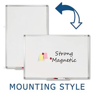 V VAB-PRO 24x36 inch Magnetic Dry Erase White Board w/ Pen Tray, Accessories & Installation Kit; Wall Mount, Aluminum Frame. for Office, Home and School- WYP1272436