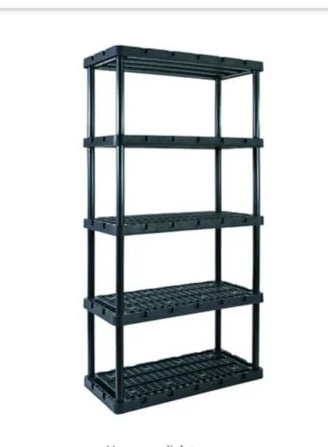 Gracious Living 5 Shelf Knect-A-Shelf Ventilated Heavy Duty Storage Unit 18 x 36 x 72 Organizer System for Home, Garage, Basement & Laundry, Black (2 Pack)