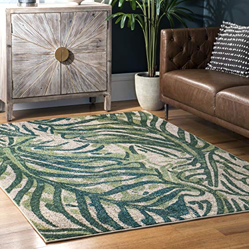 nuLOOM Cali Abstract Leaves Area Rug, 5' 3" x 7' 7", Green