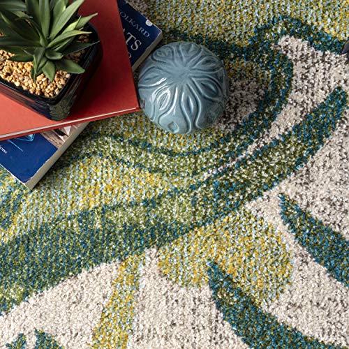 nuLOOM Cali Abstract Leaves Area Rug, 5' 3" x 7' 7", Green