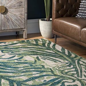 nuLOOM Cali Abstract Leaves Area Rug, 5' 3" x 7' 7", Green