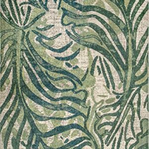 nuLOOM Cali Abstract Leaves Area Rug, 5' 3" x 7' 7", Green