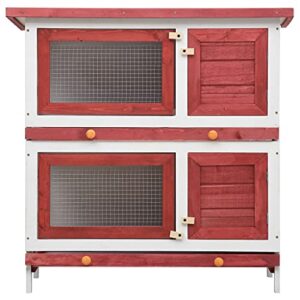 vidaXL Outdoor Rabbit Hutch 4 Doors Red Wood