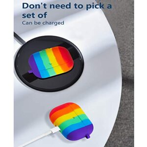 Cute Colorful Case for Airpods Pro,Rainbow Pattern Soft Silicone Protective Case with Anti Lost Rope for AirPods Pro 2019,Rainbow Colors Protective Cover for Airpods Pro