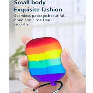 Cute Colorful Case for Airpods Pro,Rainbow Pattern Soft Silicone Protective Case with Anti Lost Rope for AirPods Pro 2019,Rainbow Colors Protective Cover for Airpods Pro