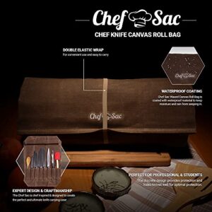 Chef Knife Waxed Canvas Knife Roll Bag| 8 Pockets for Knives & Kitchen Utensils Waterproof Material | Great Gift for Executive Chefs & Culinary Students (Green)