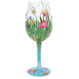 enesco designs by lolita firefly hand-painted artisan wine glass, 1 count (pack of 1), multicolor