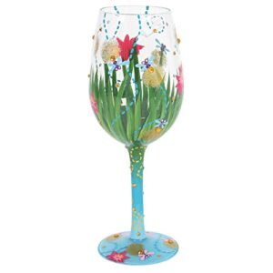 Enesco Designs by Lolita Firefly Hand-Painted Artisan Wine Glass, 1 Count (Pack of 1), Multicolor