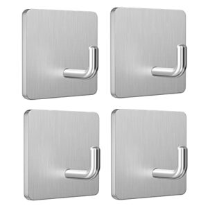 “n/a” adhesive hooks heavy duty stick on wall towel hooks, stainless steel wall hook door hooks and coat hooks self adhesive holders for hanging kitchen bathroom home adhesive hooks - 4 pack