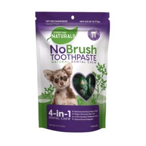 every day naturals dog dental chew, nobrush toothpaste for mini breeds, 3 oz bag