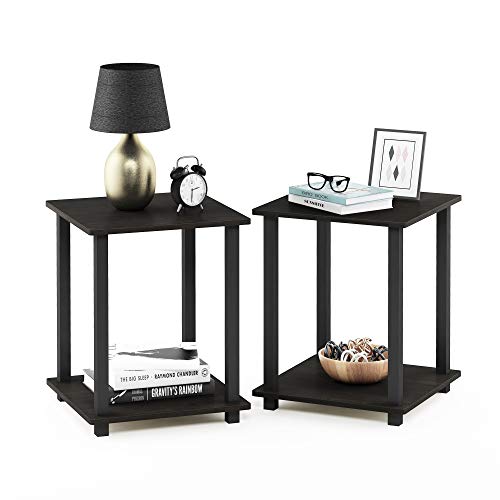 Furinno Jaya Simple Home 3-Tier Adjustable Shelf Bookcase, Black & Simplistic End Table, Espresso/Black