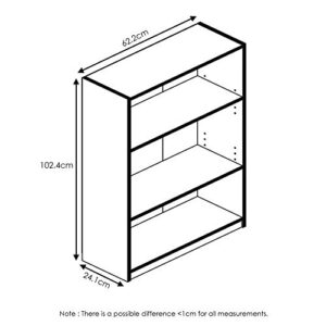 Furinno Jaya Simple Home 3-Tier Adjustable Shelf Bookcase, Black & Simplistic End Table, Espresso/Black