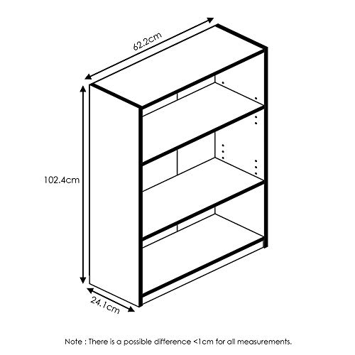 Furinno Jaya Simple Home 3-Tier Adjustable Shelf Bookcase, Black & Simplistic End Table, Espresso/Black