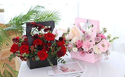 BBJ Craft Paper Gift Bags for Flower Bouquet Florist Bouquet Packaging Bag with Handle, 5 Pcs (Pink)