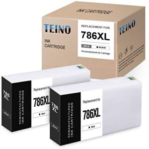 TEINO Remanufactured Ink Cartridges Replacement for Epson 786XL 786 Used with Epson Workforce Pro WF-4630 WF-4640 WF-5690 WF-5190 WF-5620 WF-5110 (Black, 2-Pack)