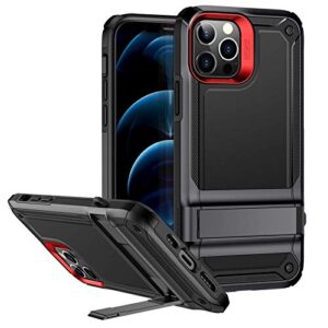 esr [military grade tested [10ft shockproof] compatible with iphone 12 case/iphone 12 pro case (2020) [heavy duty protection] [vertical/horizontal stand] rugged case, for 6.1-inch - black