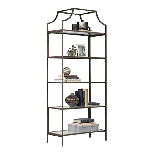 Sauder International Lux 5-Shelf Metal & Glass Display Bookcase, Bronze Finish