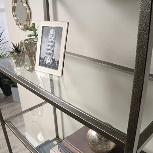 Sauder International Lux 5-Shelf Metal & Glass Display Bookcase, Bronze Finish