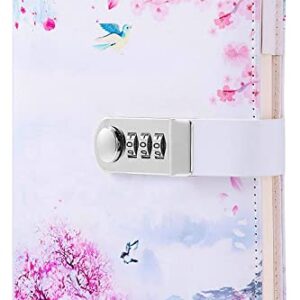 ZXHQ Diary with Lock for Women & Men, Secret Diary for Girls, Journal with Combination Lock Faux Leather Writing Travel Diary Password A5 Pink