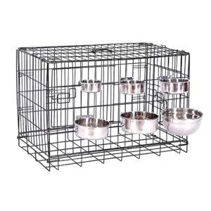 Stainless Steel Hanging Pet Bowls, Dog Crate Food and Water Bowl Metal Coop Cups with Clamp Holder, Detached Dog Cat Cage Kennel Bowl Feeder Dish for Dogs Cats Birds Ferret Rabbit and Small Animals
