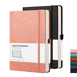 Graph Paper Notebook 2 Pack - RETTACY Graph Paper Journal for Women with 384 Pages,Hard Cover,100gsm Thick Graph Paper,5.75'' × 8.38''