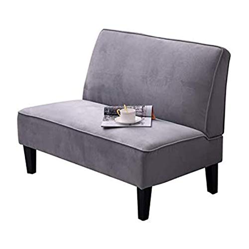 Alunaune Upholstered Loveseat Bench Settee for Living Room, Modern Armless Small Sofa Bedroom Couch Cushioned Linen Love Seat Bench (Light Grey)