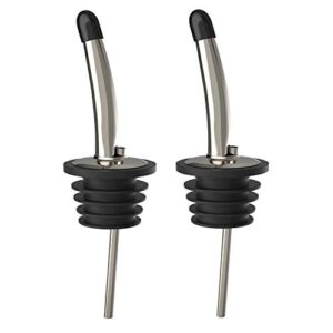 wanbao 2pcs liquor pourers stainless steel oil spouts bottle pour spouts for oil, wine, vinegar and liquid, with dust caps.