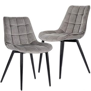 homhum dining chairs set of 2, velvet leisure upholstered modern chair with metal legs for kitchen living room,gray