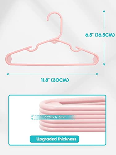 Smartor Pink Plastic Baby Hangers 60 Pack, Durable Kids Hangers with Dividers, Space Saving Baby Clothes Hangers for Closet, Cute Baby Hangers for Nursery, Clothing Hangers for Infant, Baby, Kids