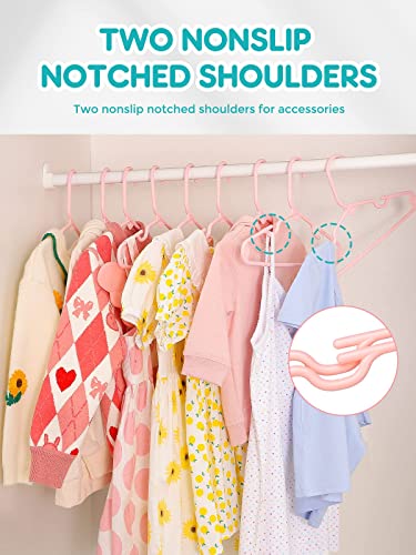 Smartor Pink Plastic Baby Hangers 60 Pack, Durable Kids Hangers with Dividers, Space Saving Baby Clothes Hangers for Closet, Cute Baby Hangers for Nursery, Clothing Hangers for Infant, Baby, Kids