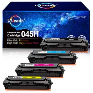 uniwork compatible toner cartridge replacement for canon 045 045h cartridge 045 crg-045h for color imageclass mf634cdw mf632cdw lbp612cdw mf632 mf634 laser printer toner ink, 4 pack