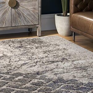 nuLOOM Colette Distressed Abstract Trellis Area Rug, 6' 7" x 9', Grey