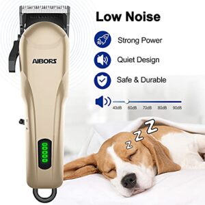 AIBORS Dog Clippers for Grooming for Thick Coats, Low Noise Cordless Professional Heavy Duty Dog Grooming Kit, Pet Hair Grooming Clippers,Dog Shaver for Small Large Dogs Cats Pets