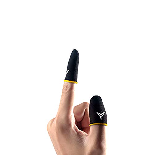 Mobile Game Non-Slip Finger Sleeves for PUBG Phone Games Touch Screen Finger Caps Gloves Sweat-Proof Thumb Cover Mobile Phone Accessories(1 Pair) (Yellow-Black)