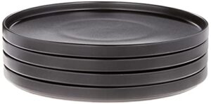 stone lain stoneware round dinner plates set, 4-piece, black matte